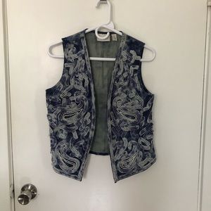 Chico’s Tie Dye Embellished Denim Vest